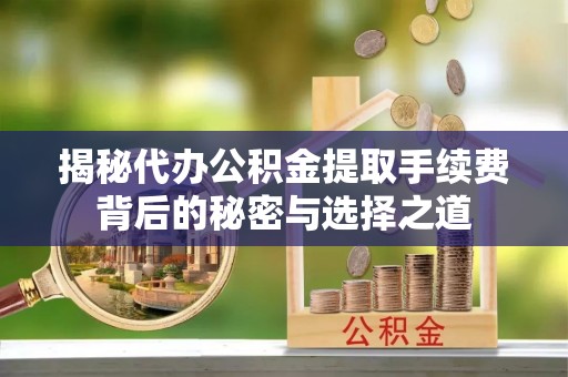 市中区揭秘代办公积金提取手续费背后的秘密与选择之道